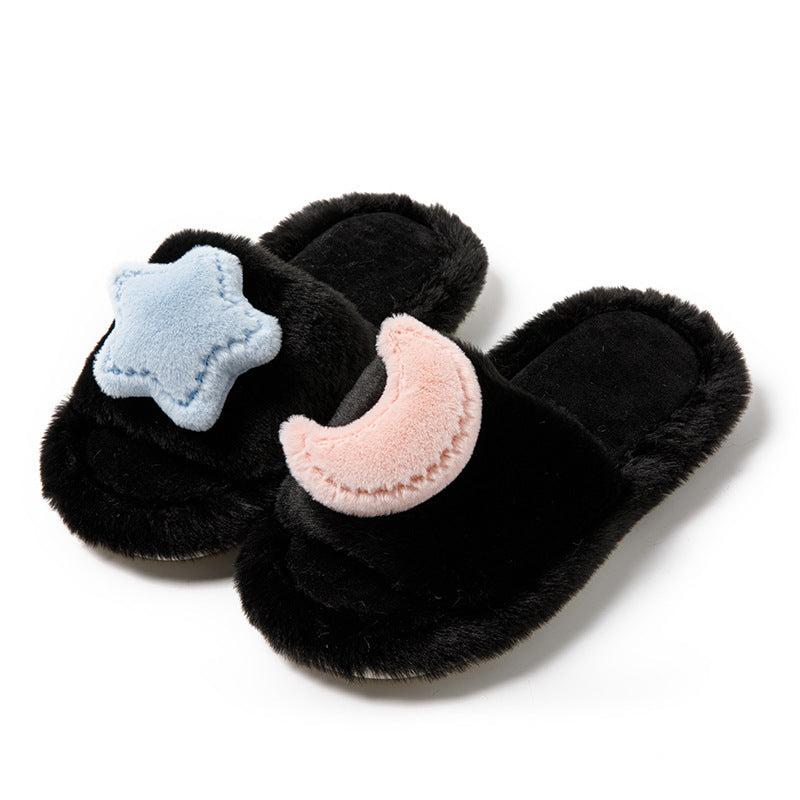 Xingyue Contrast Color Opening Cotton Slippers Home Plush