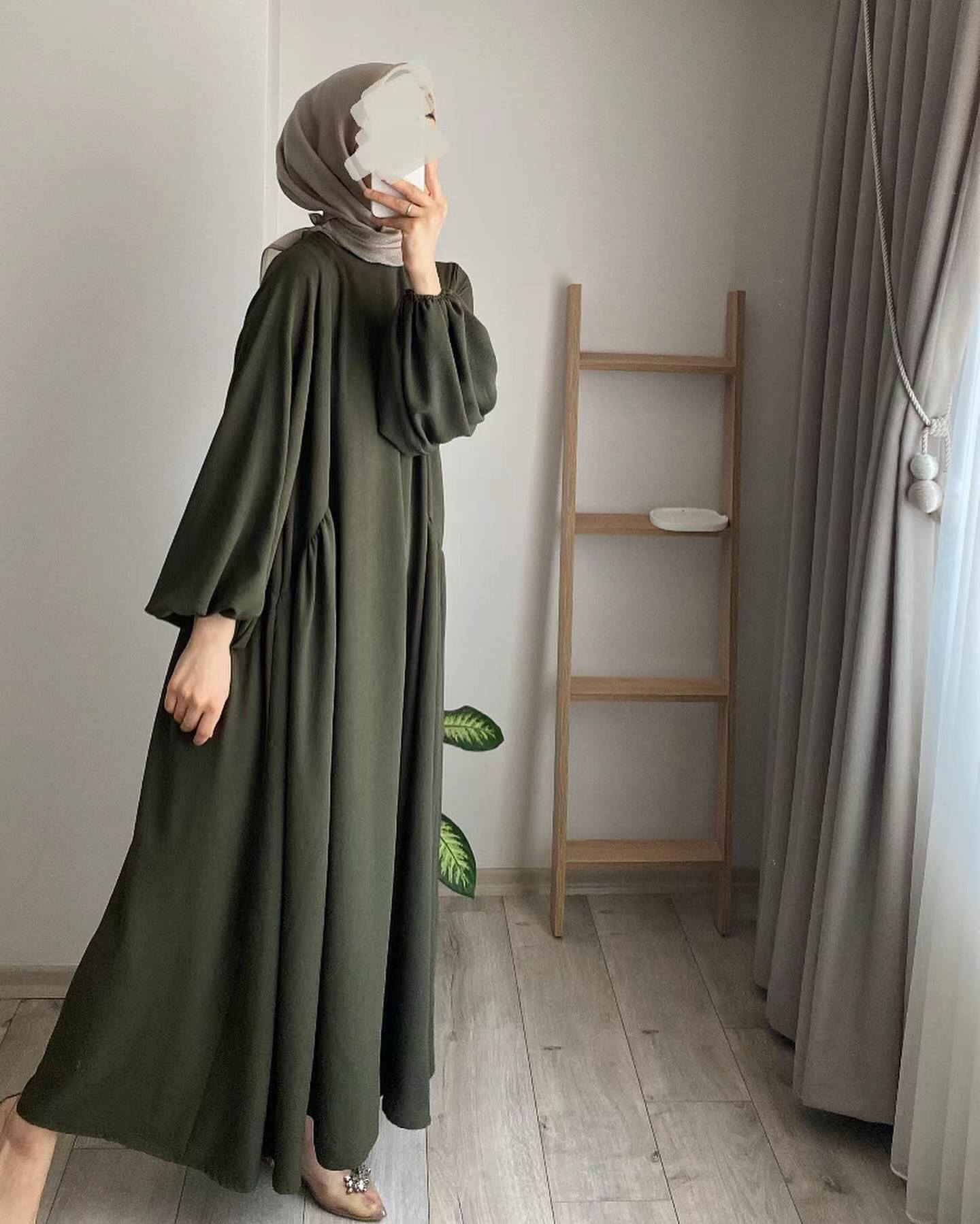 New Muslim Women's Wear Solid Color Elegant Fashion Loose Pullover Dress