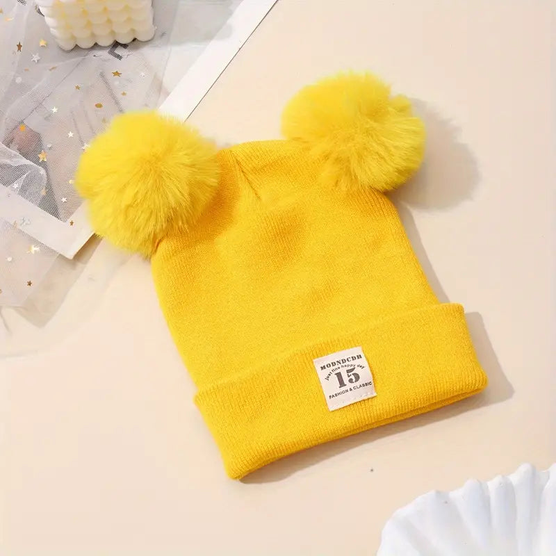 Spring Autumn winter kids and infant Warm Cotton Baby Knit Hat Bear Head