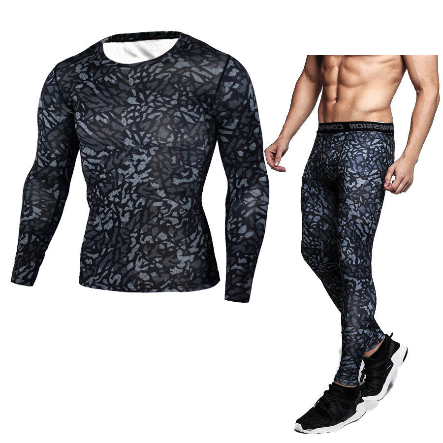 Camouflage Compression Baselayer Set Sports Compression Set Long Sleeve T-Shirt Tights Exercise Clothes Workout Bodysuit Fitness Suits For Men