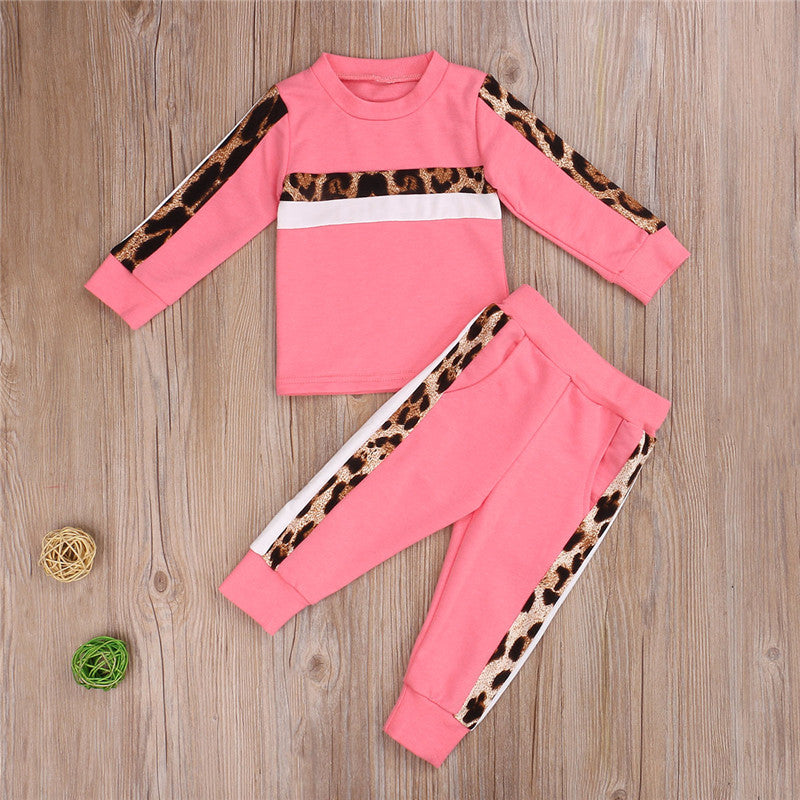 Girls' long-sleeved sports top and pants suit