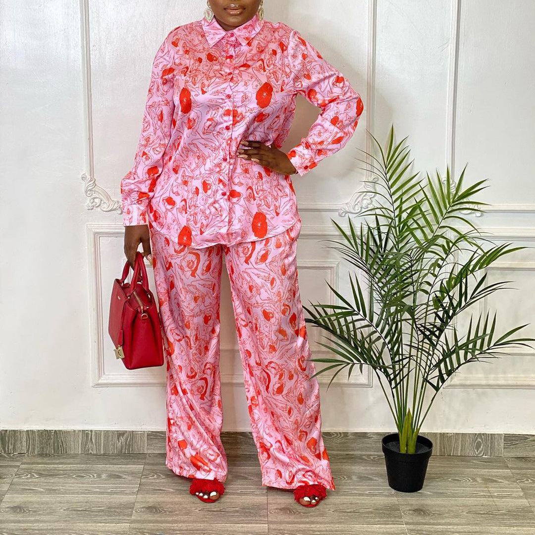 Fashion Casual Printing Africa Suit Two-piece Set