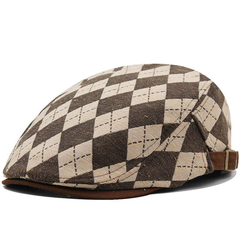 Retro Plaid Short Brim Advance Hats British Casual Painter Hat