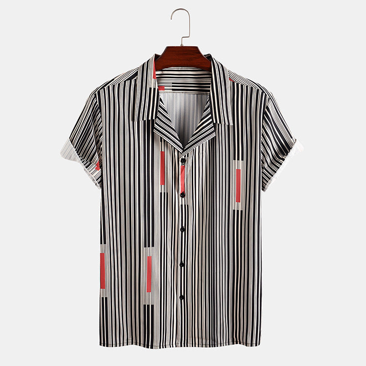 Summer Striped Men's Short Sleeve Thin Slim Fit