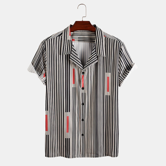 Summer Striped Men's Short Sleeve Thin Slim Fit