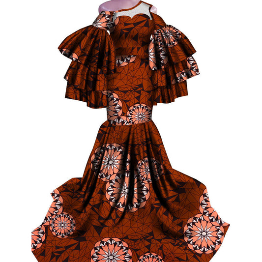 African Print Traditional Fishtail Dress Floor-length Dress