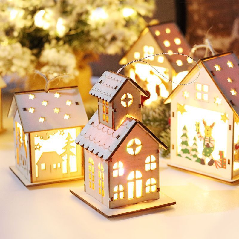 Décorations de Noël lumineuses en bois avec lumières