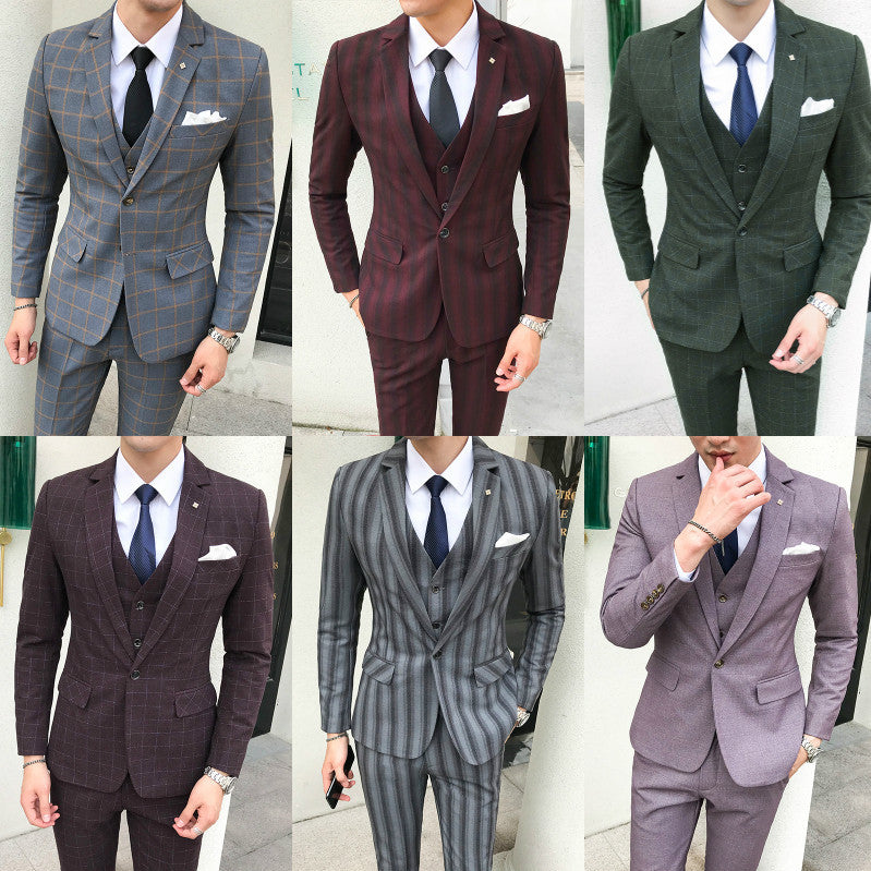 Fashionable Men's Plus Size Striped Suit