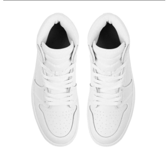 Customizable White High-top Lace-up Basketball Shoes