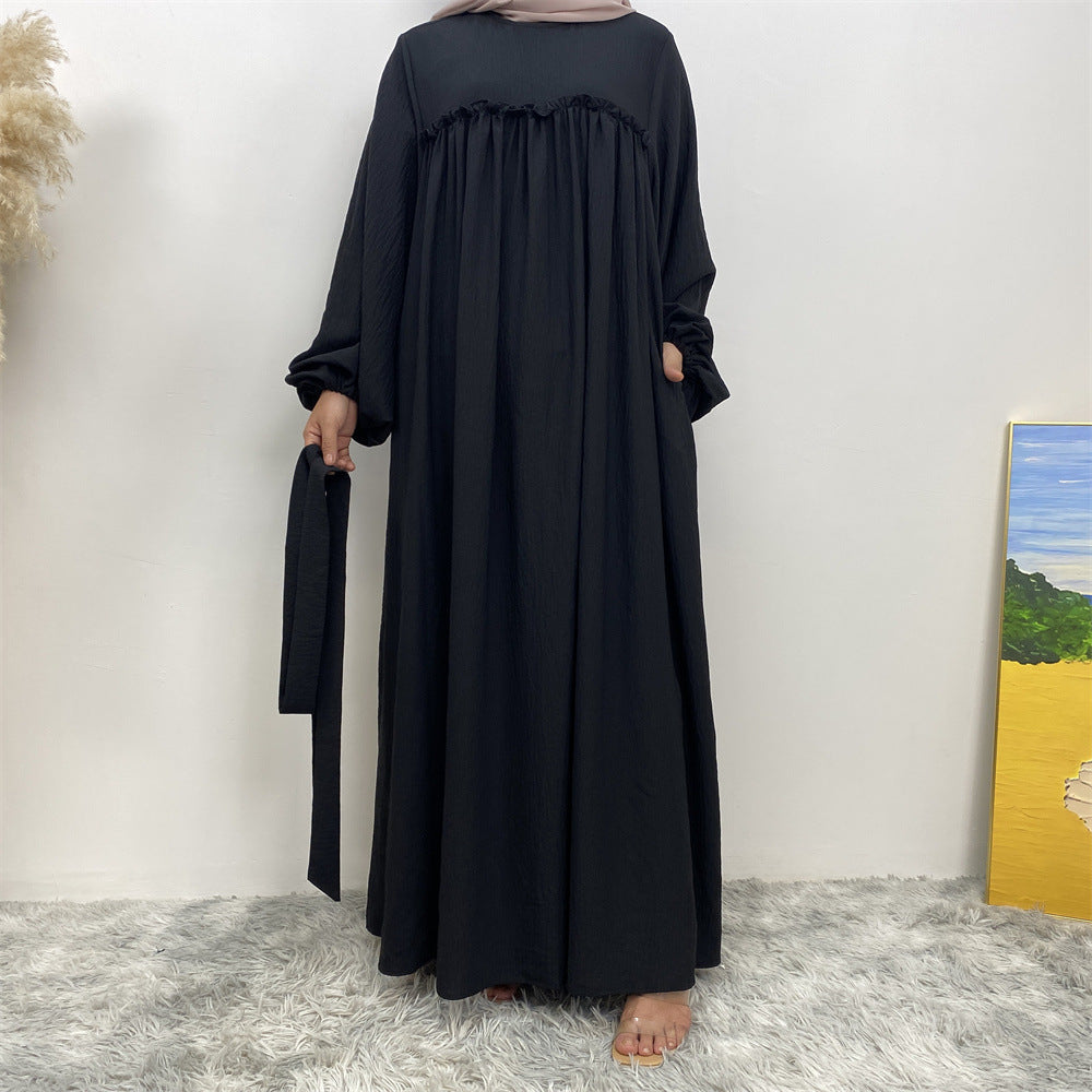 Middle East Dubai Loose Sleeves With Side Pockets Muslim Robe Dress