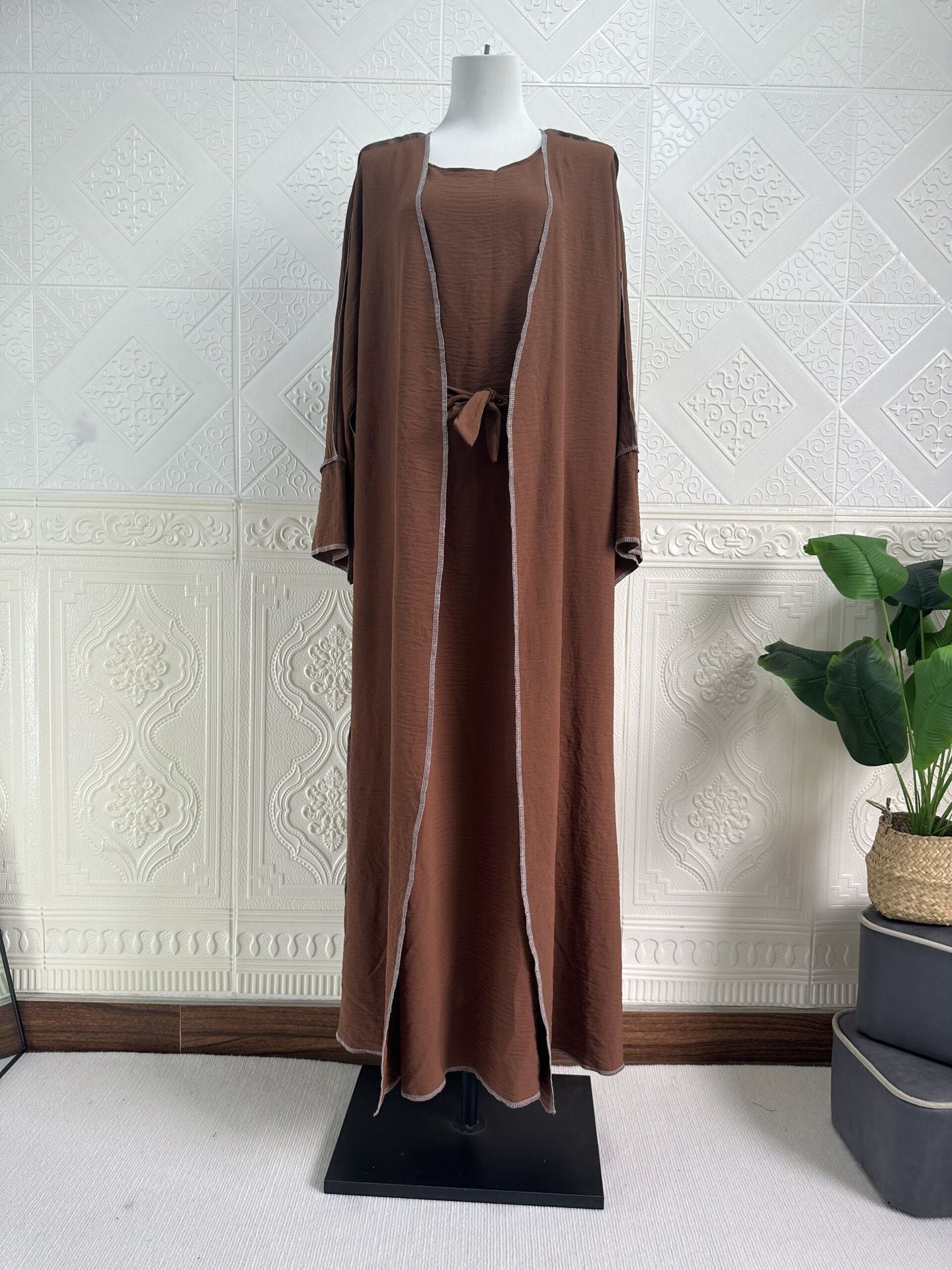 Dubai Turkey Cardigan With Inner Wear Dress