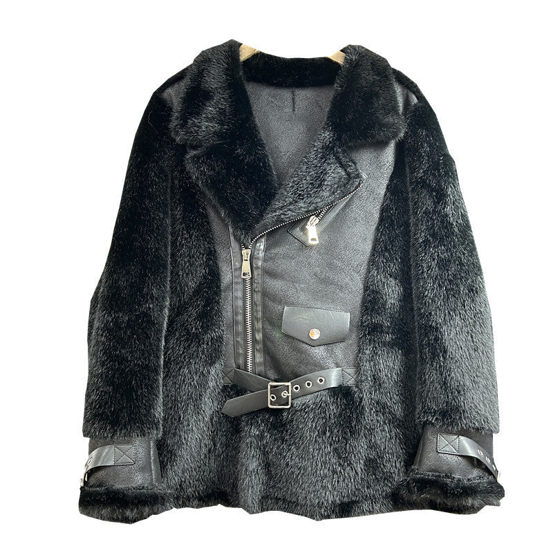 Fur Integrated Leisure Motorcycle Jacket Women