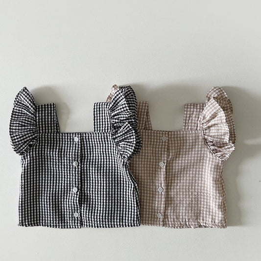 Costume à carreaux pour bébé fille à la mode