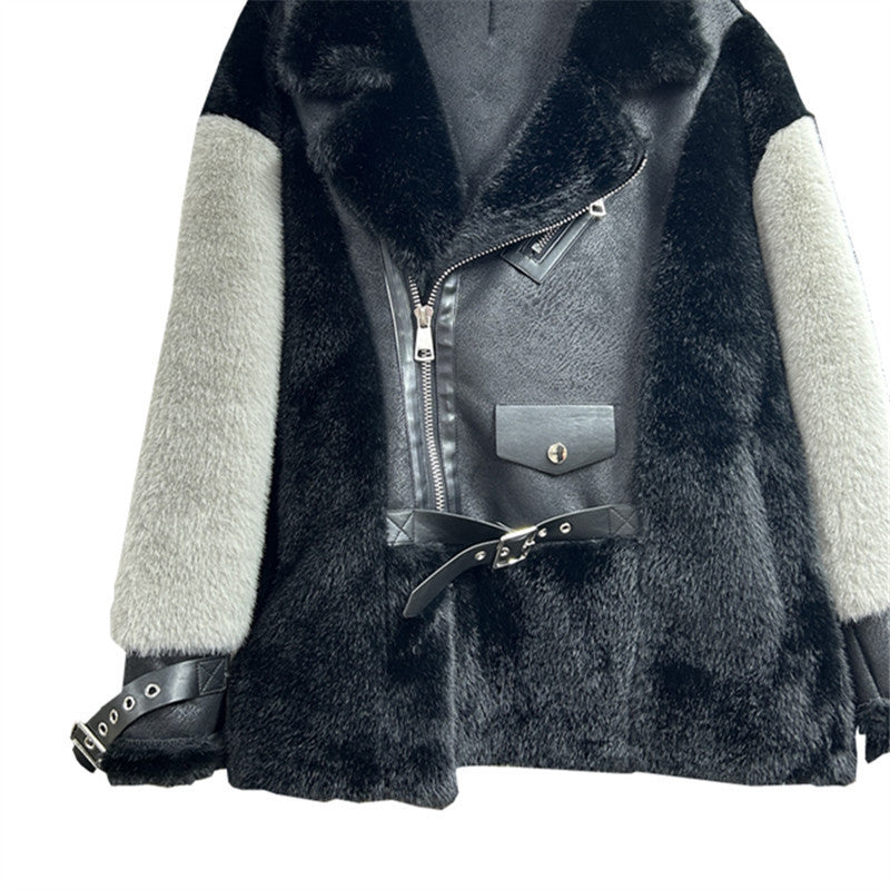 Fur Integrated Leisure Motorcycle Jacket Women