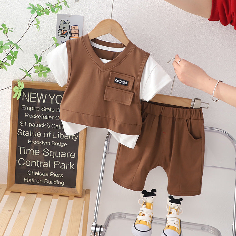 Boys Summer Suit Summer Short Sleeve Clothes