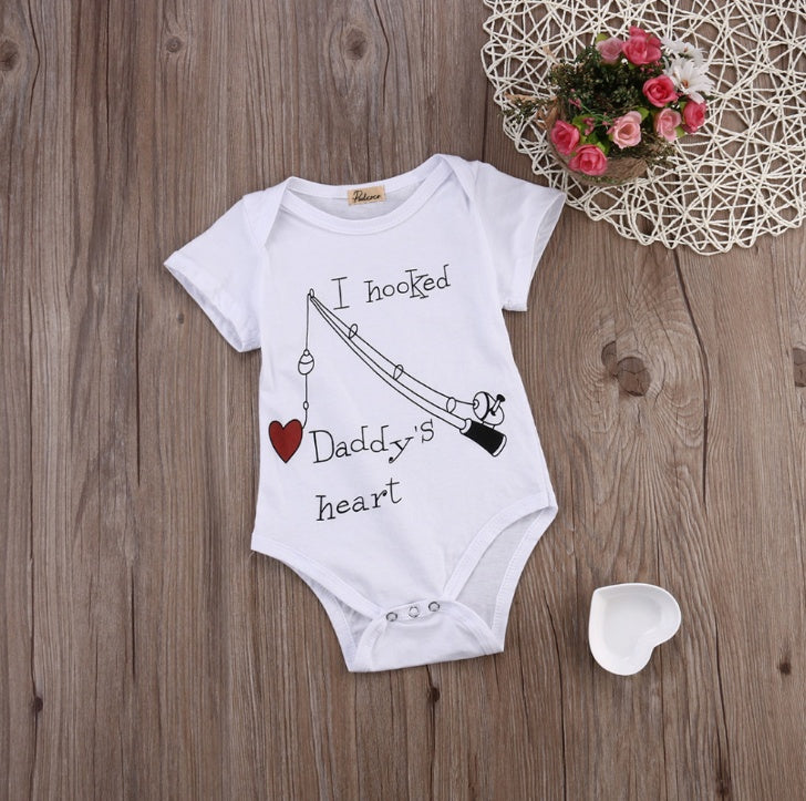 New Infant Baby By Boy Clothes Girl Babygrowth Playsuit Romper I Hooked Daddys Heart Newborn Baby Clothes UNISEX BABY Rompers