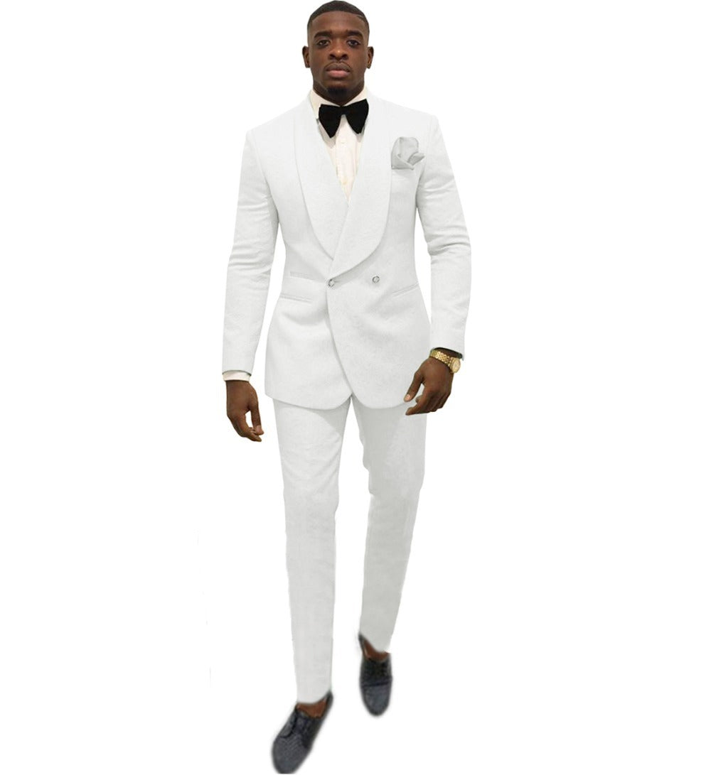 Men's Fashion Solid Color Suit Top Pants Set