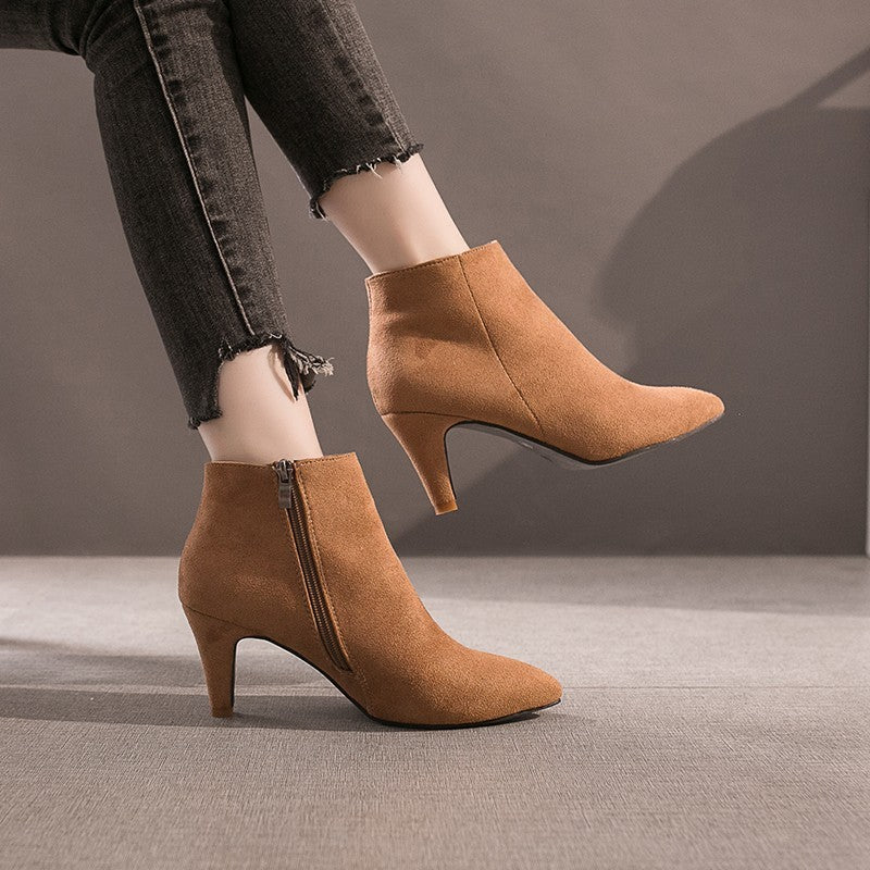 Pointed Toe Stiletto Mid-heel Non-slip Women's Boots