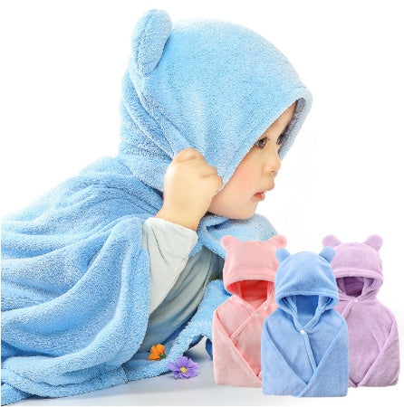 Cotton baby care hooded bath towel