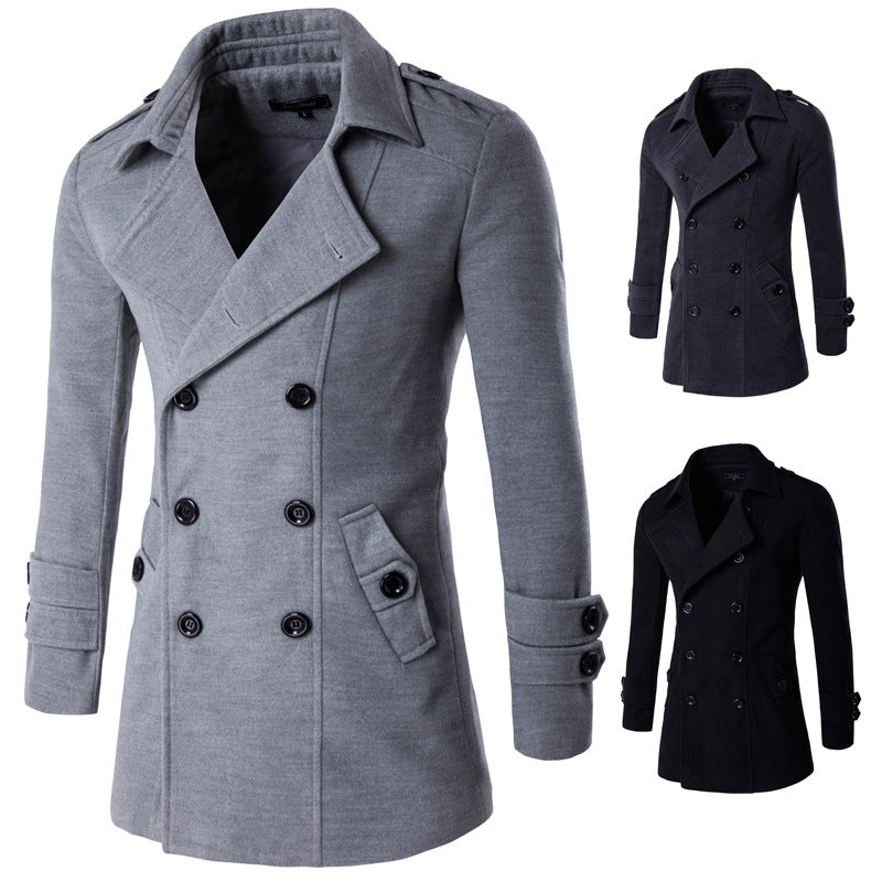 Fashion Men's Casual Long-sleeved Solid Color Coat