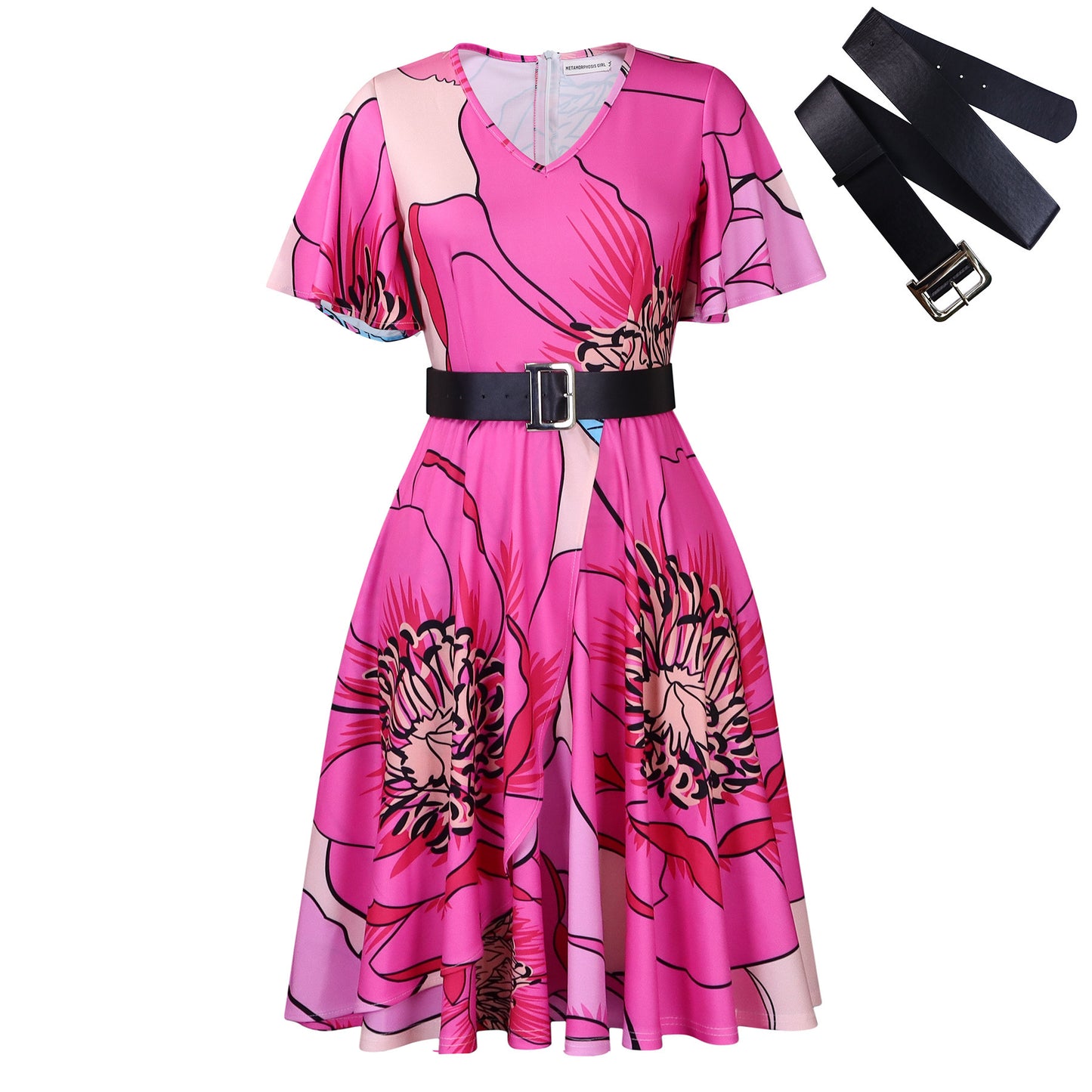 Lace Printing African Plus Size Mid-length Dress