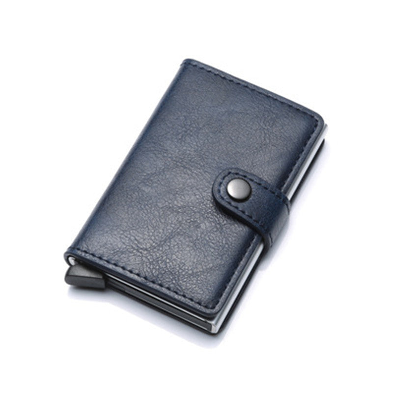 RFID Anti-theft Men Vintage Wallet Aluminum Metal Purse Leather Cover