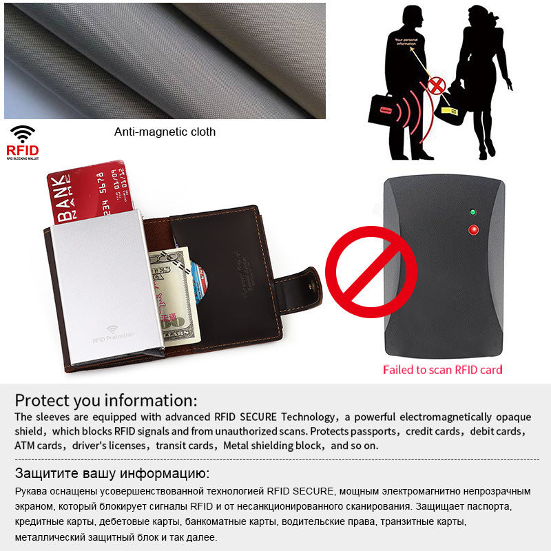 Porte-cartes automatique à ouverture automatique RFID, protection de carte, antivol, en alliage d'aluminium