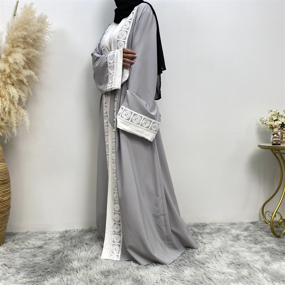 Women's Fashion Patchwork Lace Muslim Robe