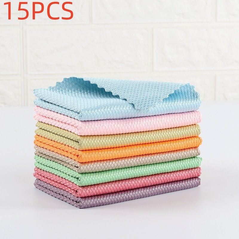 Fish Scale Rag Seamless Glass Cleaning Kitchen Absorbent Towel