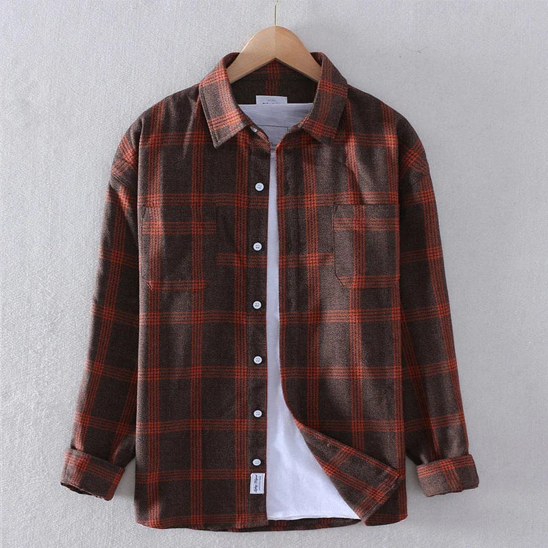 Men's Fashion Casual Plaid Long Sleeve Shirt