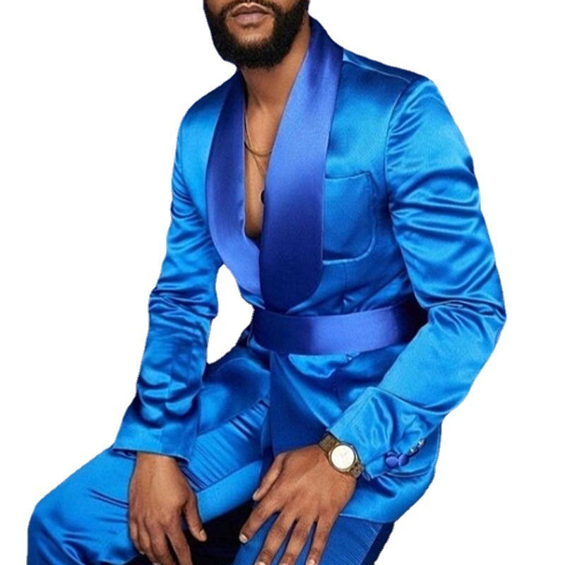 Ink Blue Business Casual Suit Men's Two-piece Suit