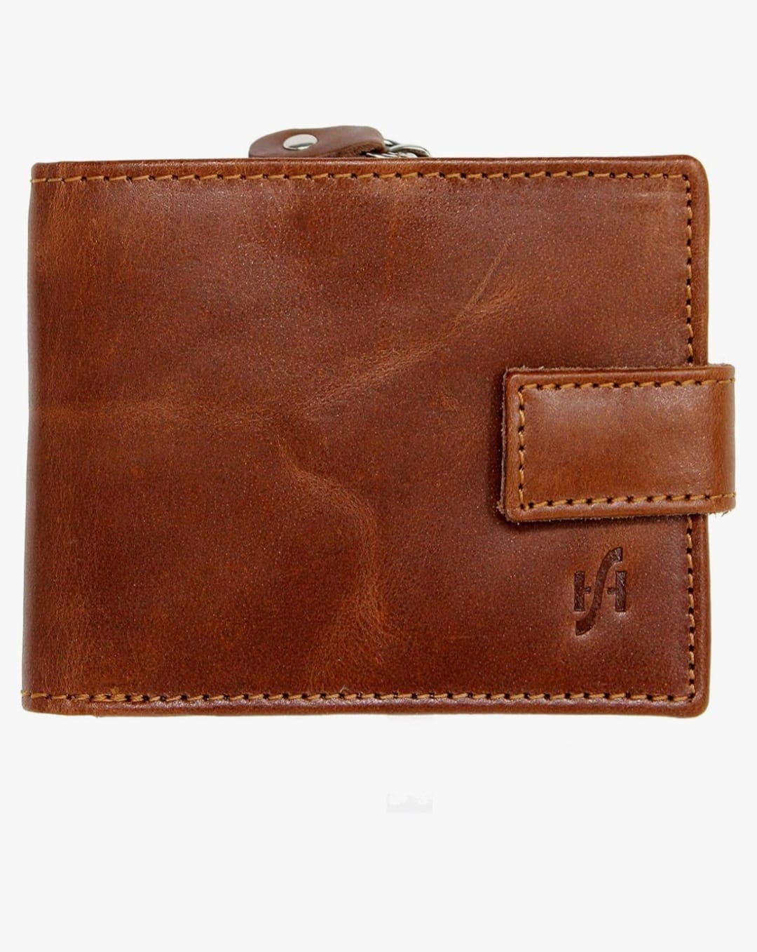 STARHIDE Men's RFID-Blocking Real Leather Billfold Wallet with a Side Zip Coin Pocket in Tan.