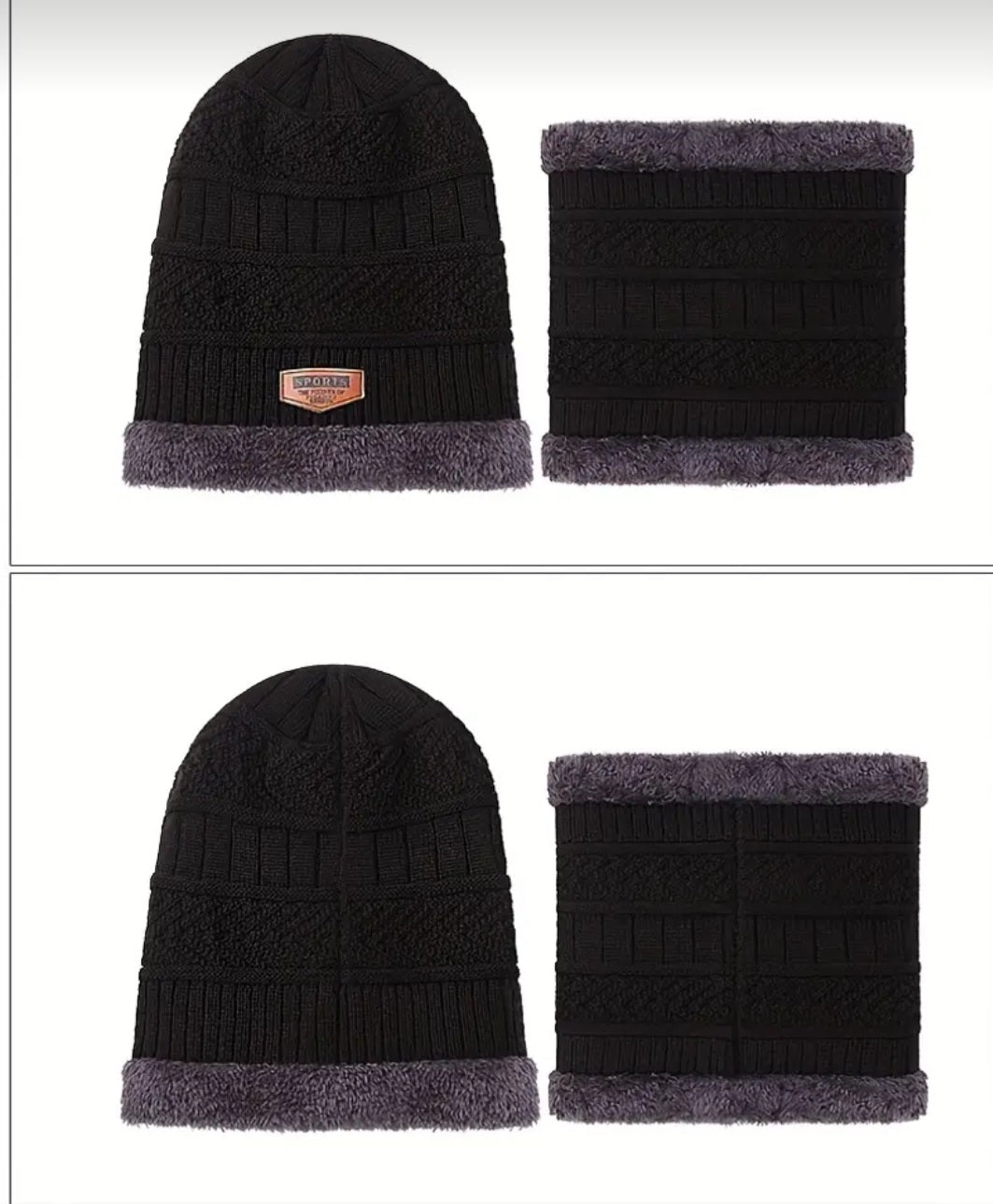 Ensemble bonnet et écharpe doublés de velours chic 2 pièces - Chaud, élégant, cadeau parfait