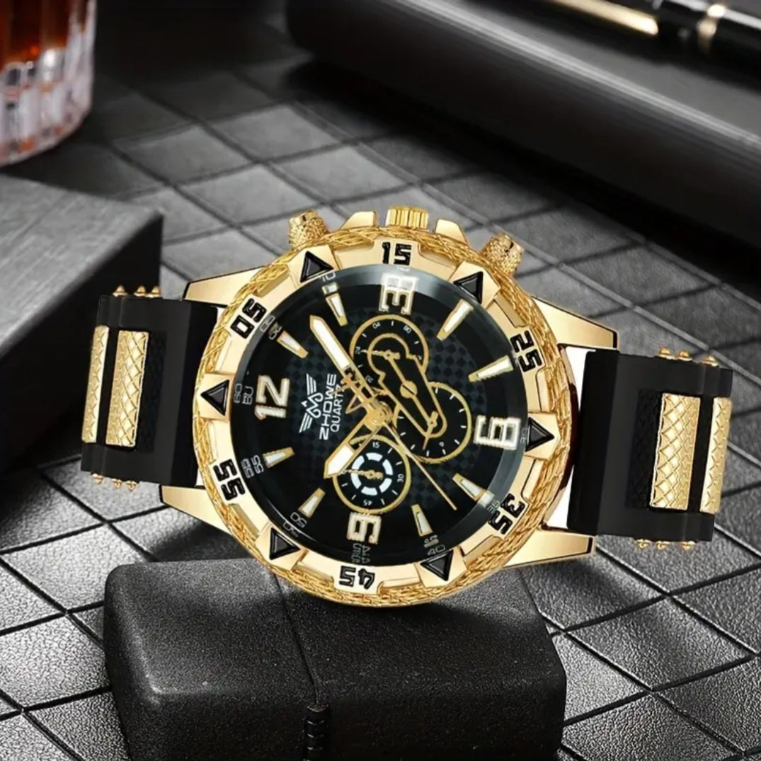 Men's Stylish Business Quartz Watch - Cool & Elegant Non Waterproof, Zinc Alloy Case with Silicone Band