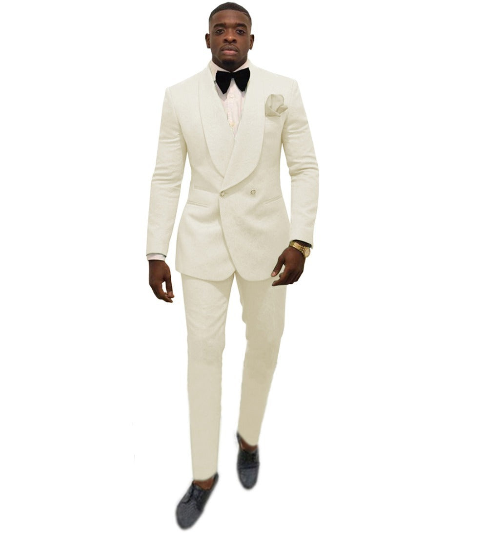 Men's Fashion Solid Color Suit Top Pants Set