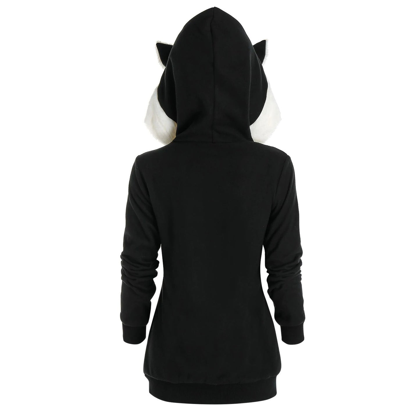 Plush Cat Ears Contrast Stitching Hooded Plush Sweater