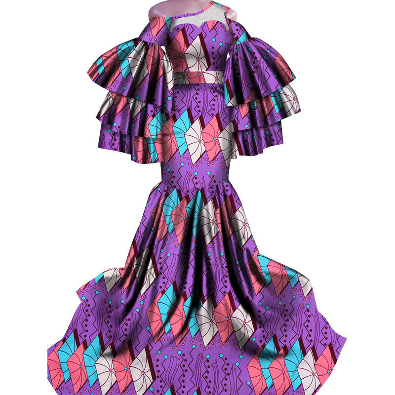 African Print Traditional Fishtail Dress Floor-length Dress