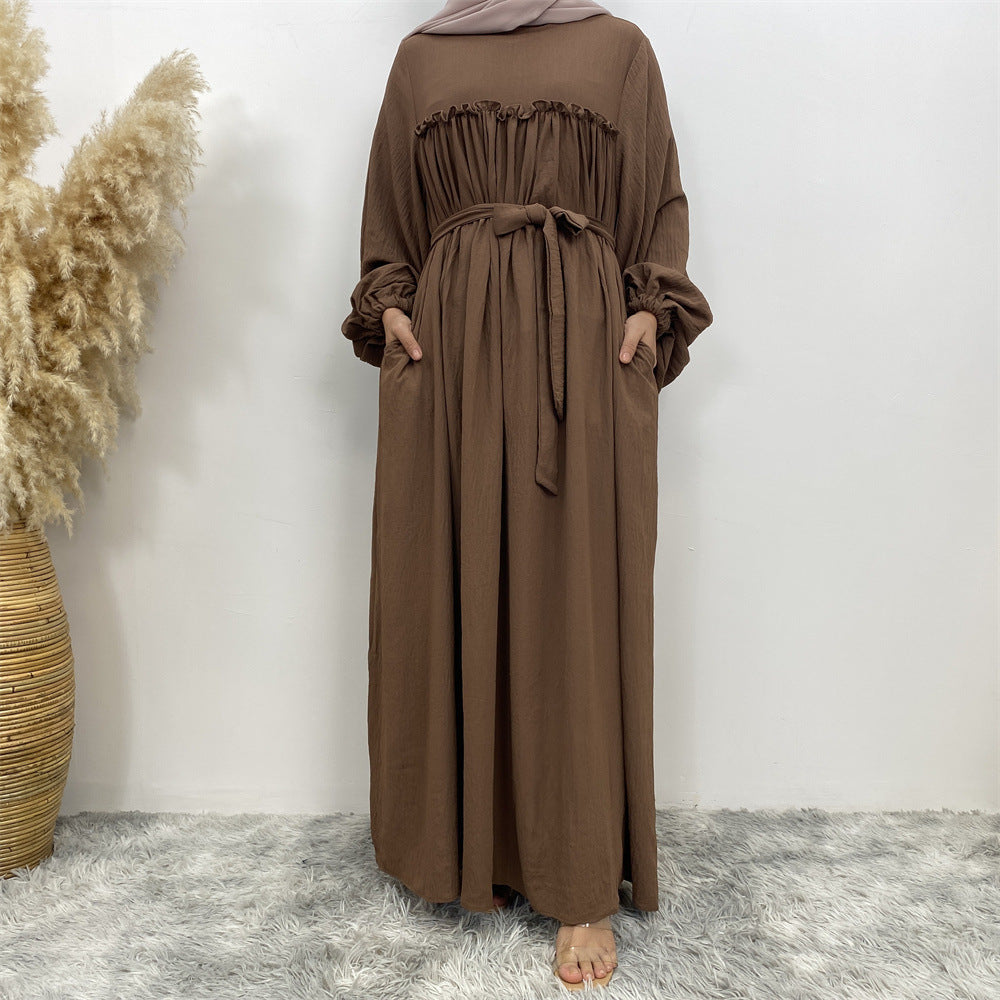 Middle East Dubai Loose Sleeves With Side Pockets Muslim Robe Dress