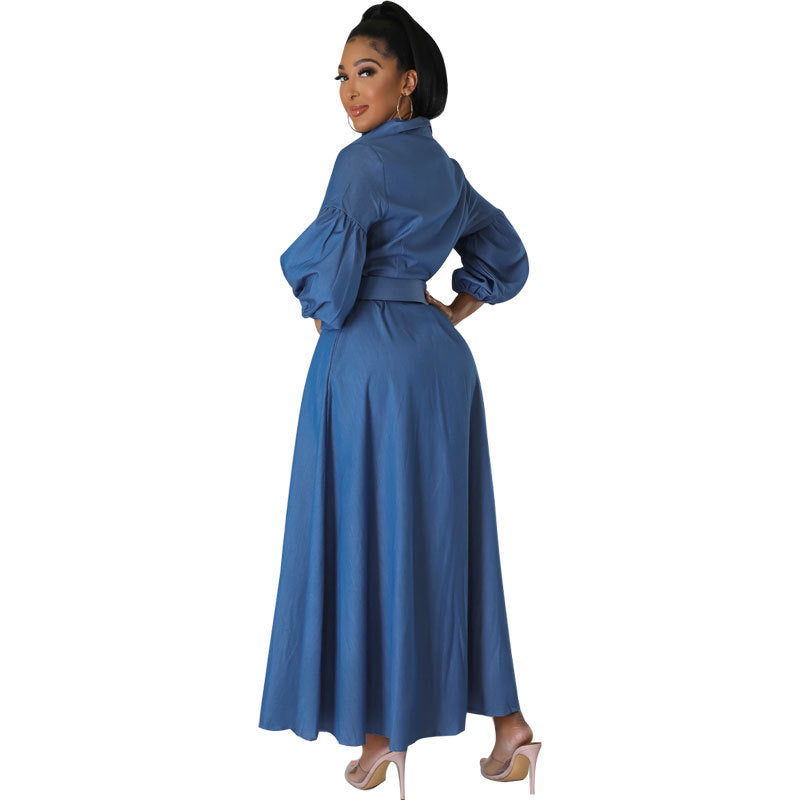 Blue Denim Shirt Long Sleeve Women's Clothing