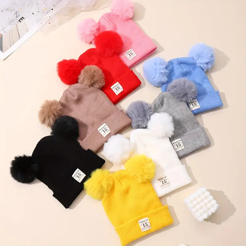 Spring Autumn winter kids and infant Warm Cotton Baby Knit Hat Bear Head