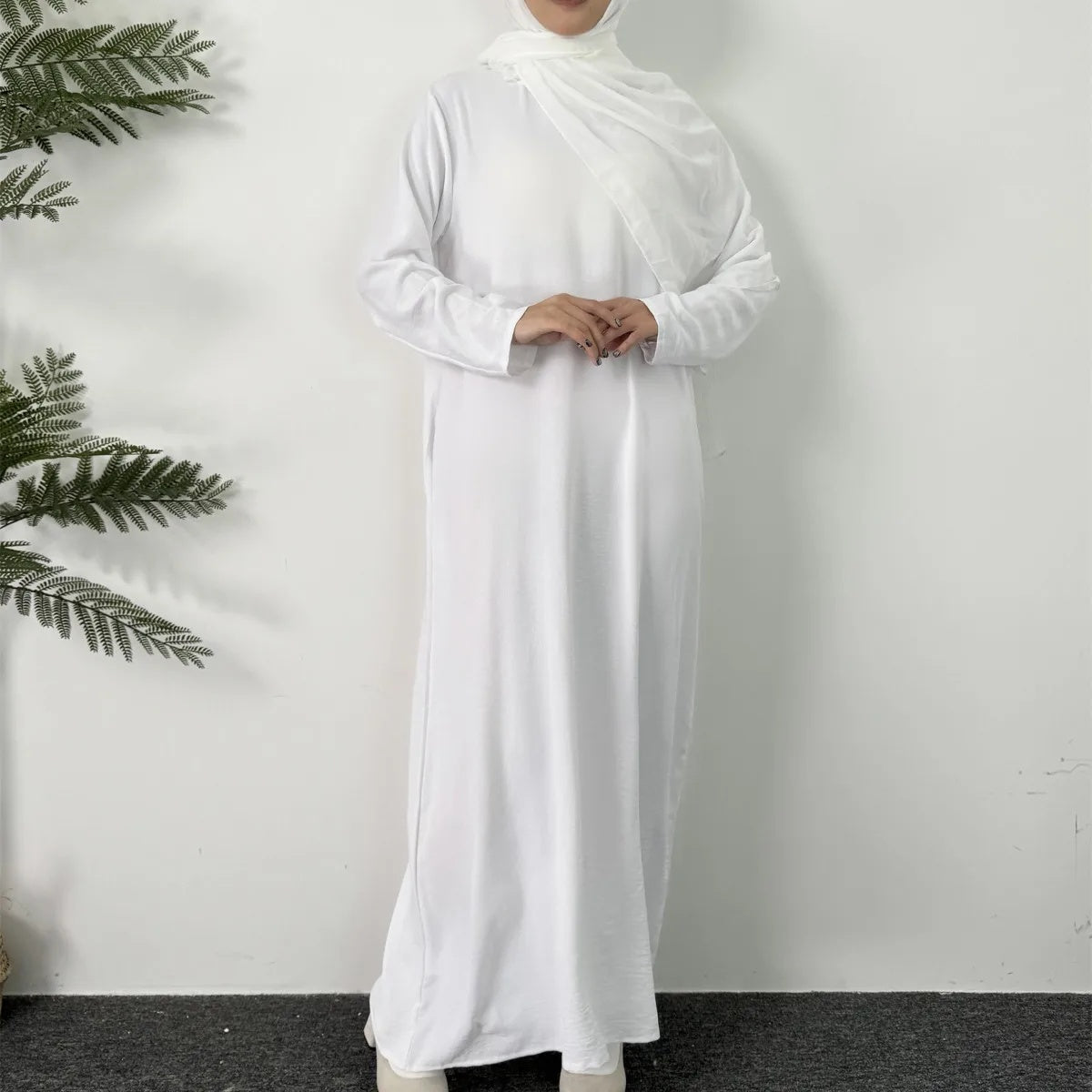 New Women's Dress Pure Round Neck Long Shirt Elegant