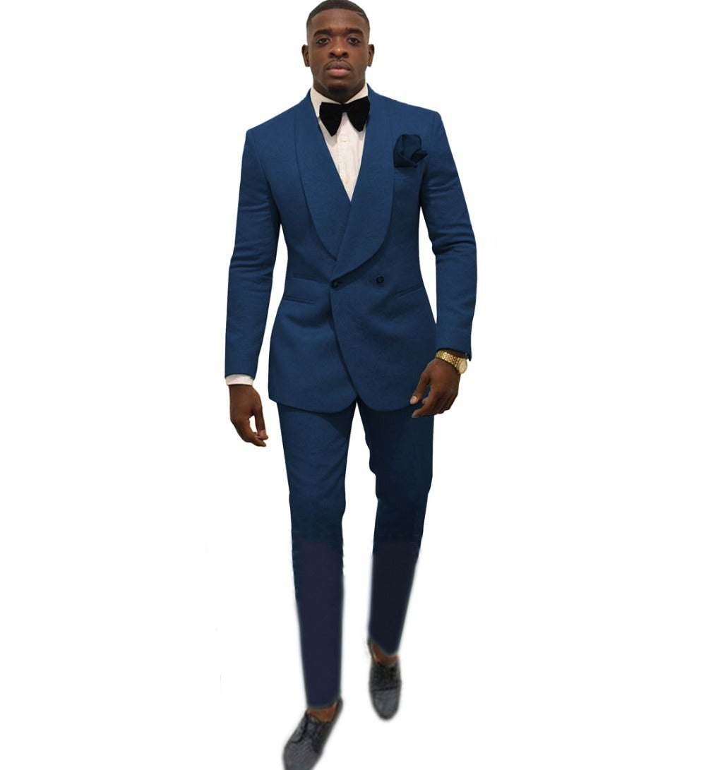 Men's Fashion Solid Color Suit Top Pants Set