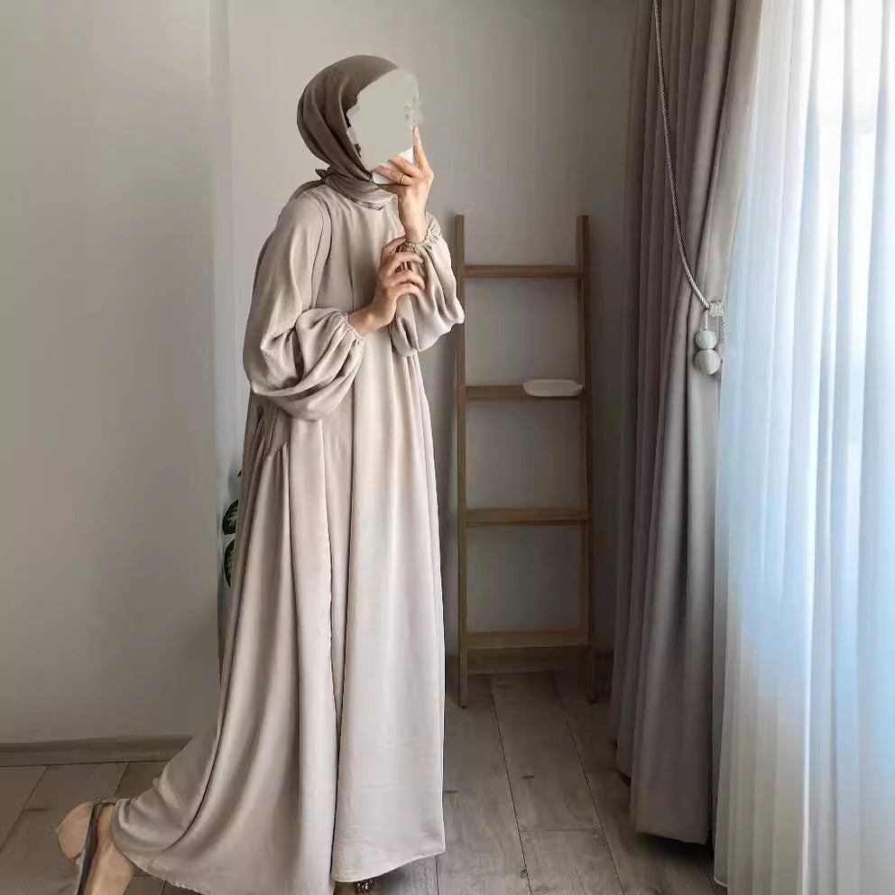 New Muslim Women's Wear Solid Color Elegant Fashion Loose Pullover Dress