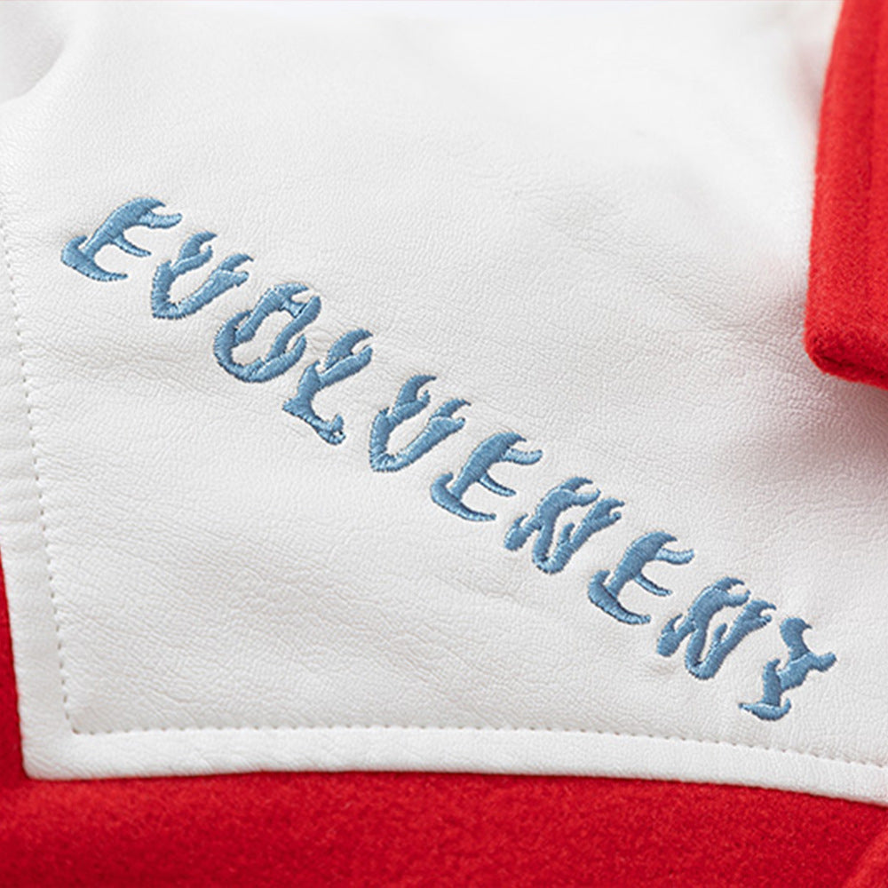 Embroidered Flame Letter Thick Baseball Uniform Coat