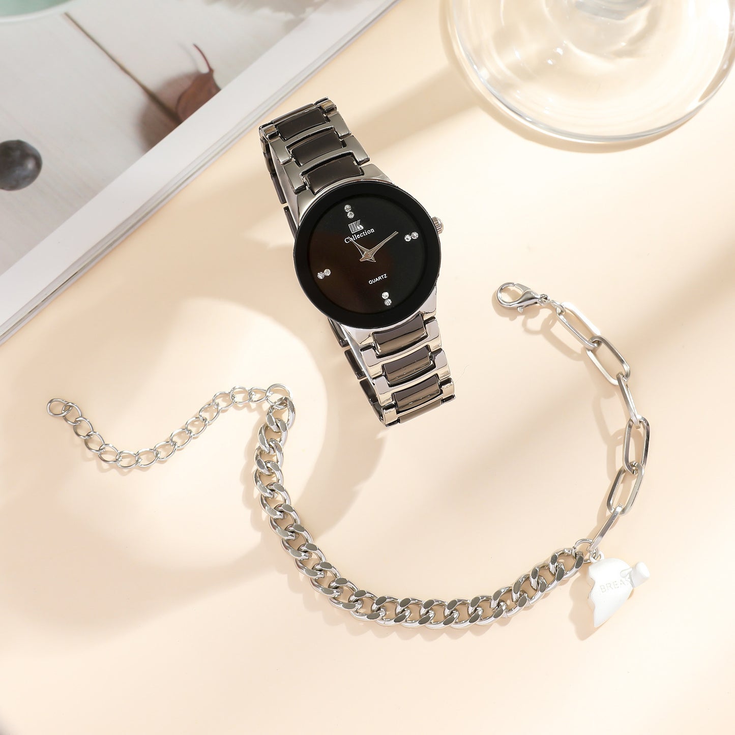 New Fashion Simple All-match Couple Watch Heart Bracelet Suit