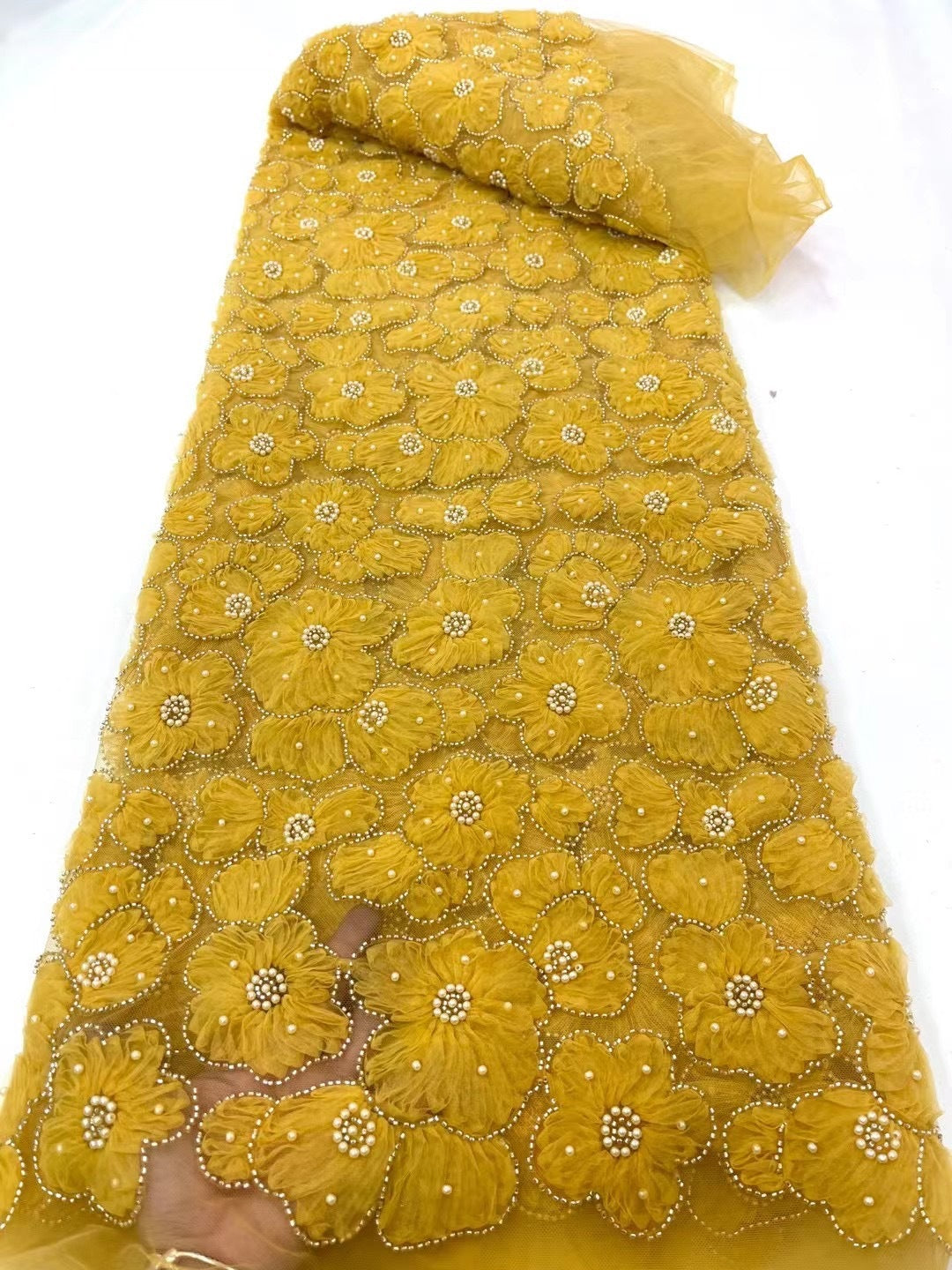 New Handmade Foam Tube Mesh Plate With Embroidery Three-dimensional Flower Lace Fabric