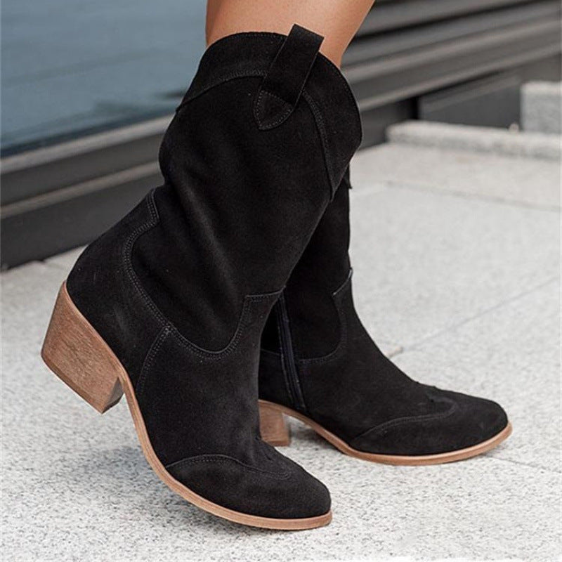 Low-top New Ethnic Style Women's Mid Heel Boots