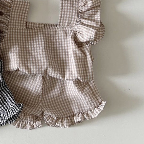 Costume à carreaux pour bébé fille à la mode