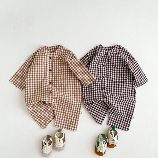 Baby Jumpsuit Spring Autumn Baby Boy Newborn Long Sleeve Baby Girl Clothes Toddler Plaid CardiganClothing