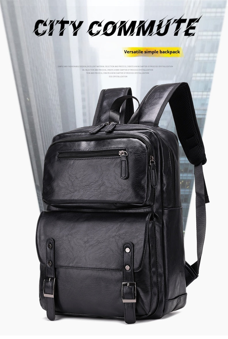 High-end Leather Texture Business Large Capacity Backpack